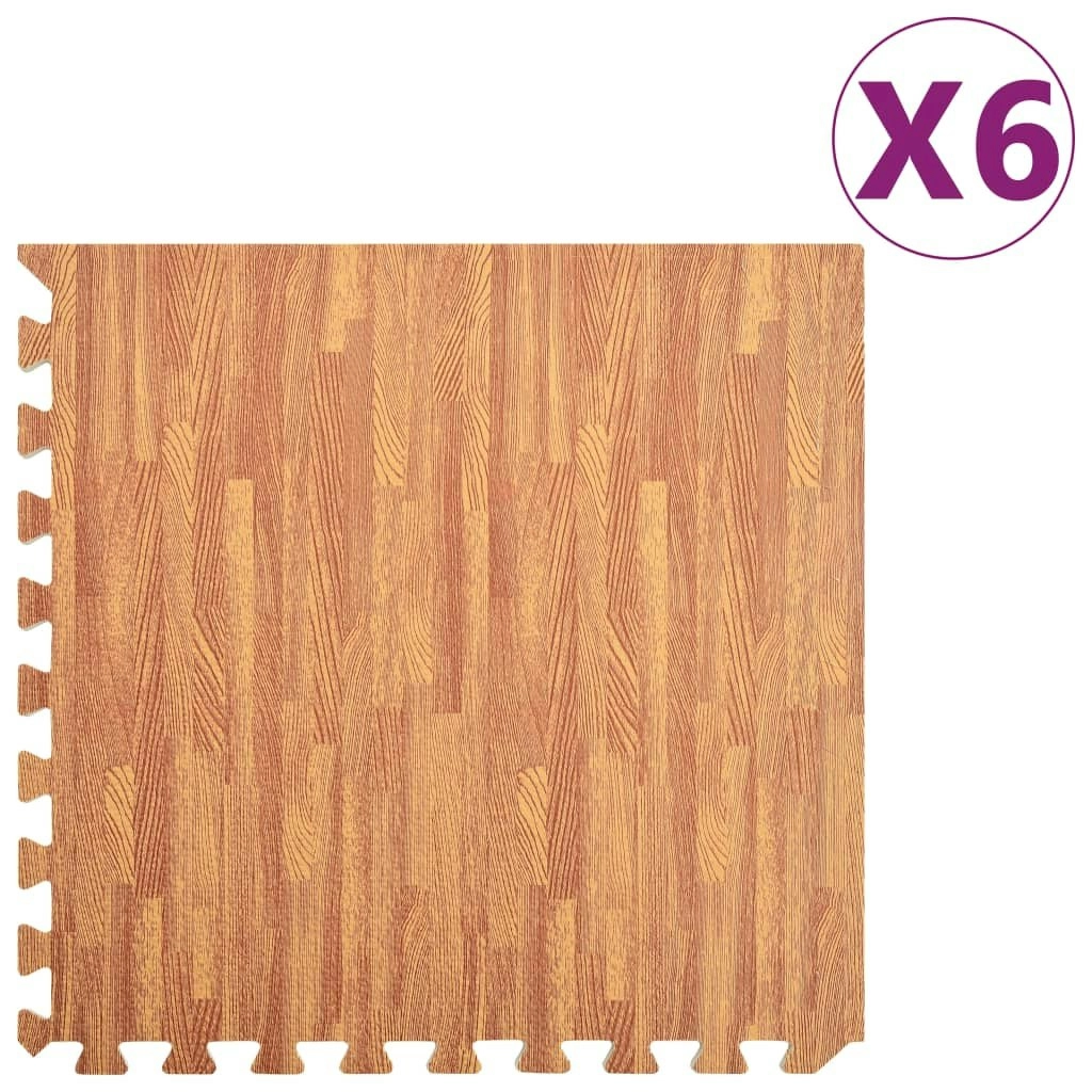 Floor Mats 6 pcs Wood Grain 2.16 m² EVA Foam 92458