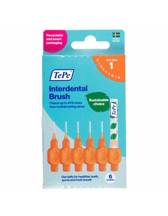 TePe Interdental Brush Size 1 Orange 0.45mm 6 Pack