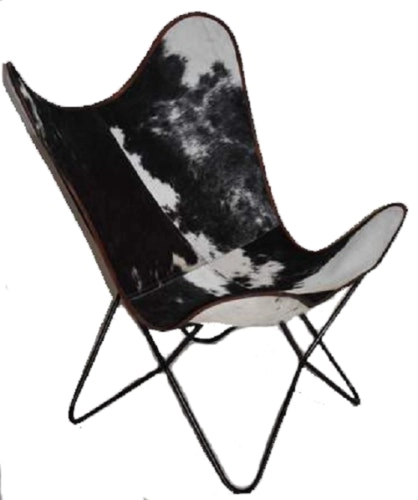 Handcrafted Vintage Retro Style Metal Frame Cowhide Leather Butterfly Chair New