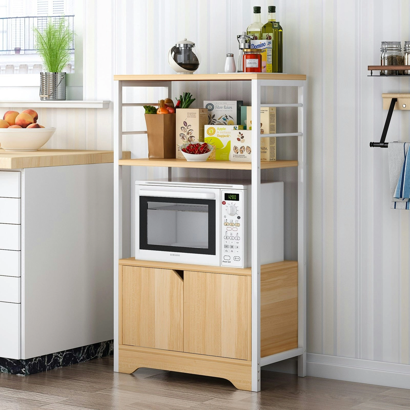 3-Level Arena Organizer Kitchen Storage Cabinet Shelf (Oak)