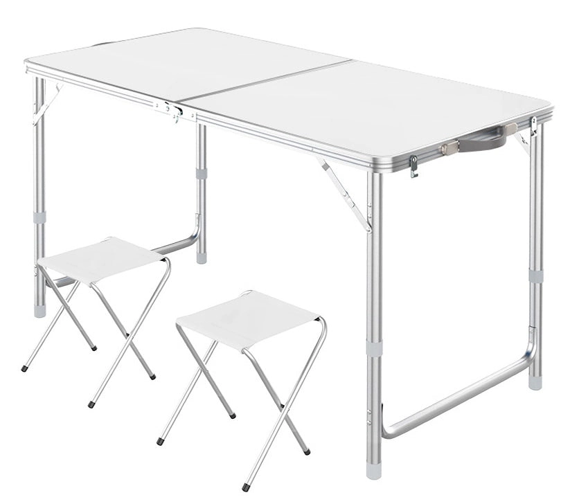 3-Piece Outdoor Camp Setting Folding Table & Chairs Set (White)