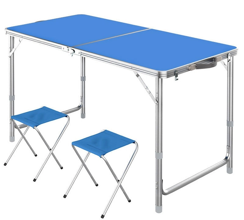 3-Piece Outdoor Camp Setting Folding Table & Chairs Set (Blue)