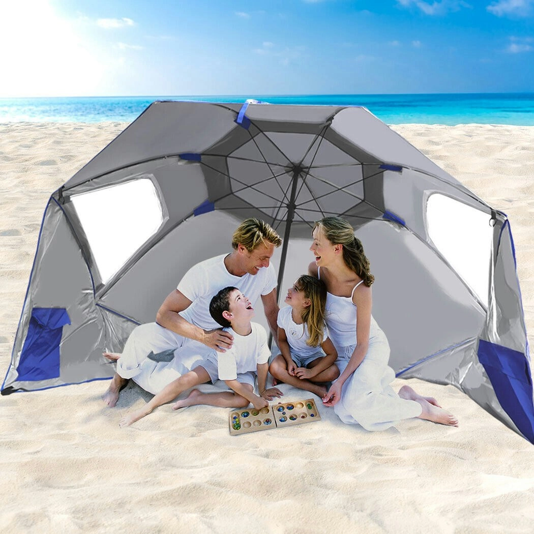 Large Canopy Camping Beach Sports Events Sun & Rain Umbrella (Blue)