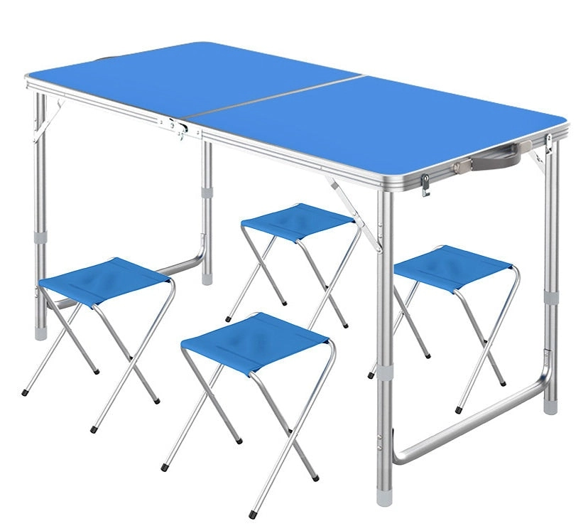 5-Piece Outdoor Camp Setting Folding Table & Chairs Set (Blue)