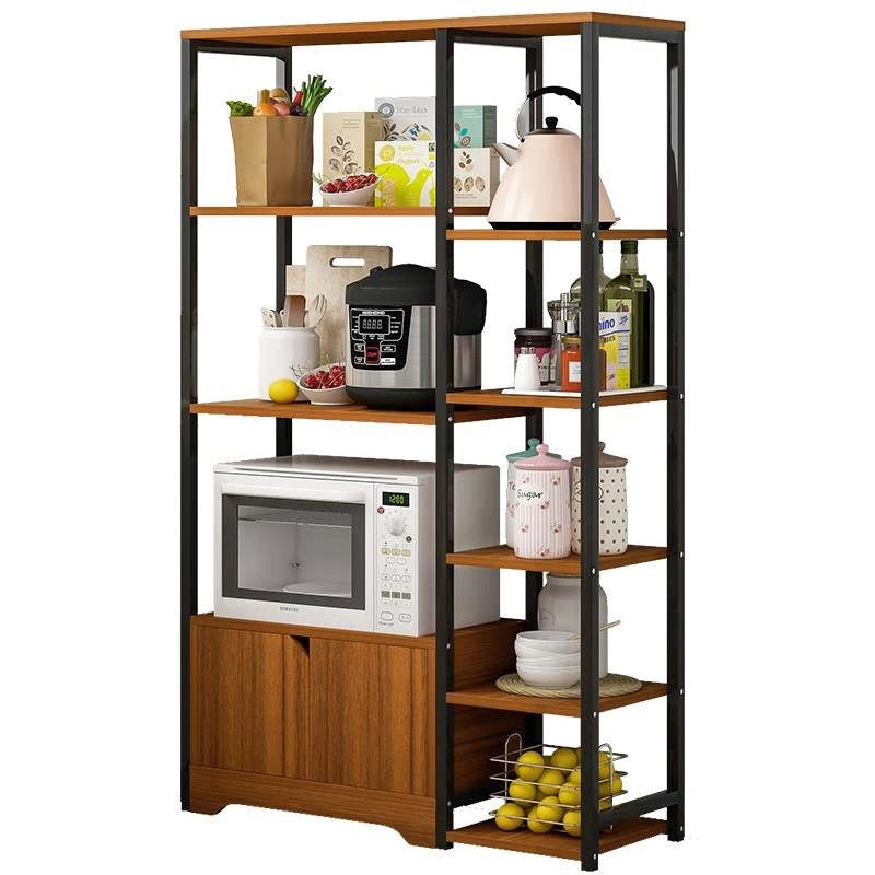 4-level Combination Organizer Double Cabinet Kitchen Storage Shelf (Oak)