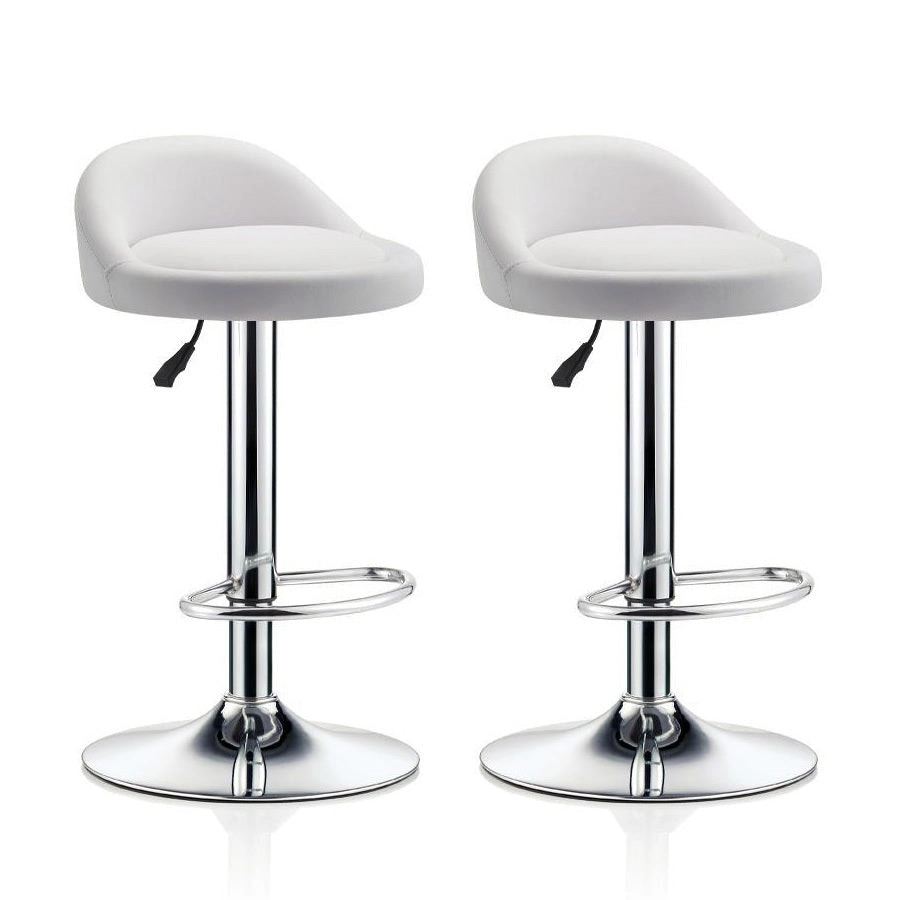 2 x Varossa PU Leather Bar Stools (White - Set of 2)