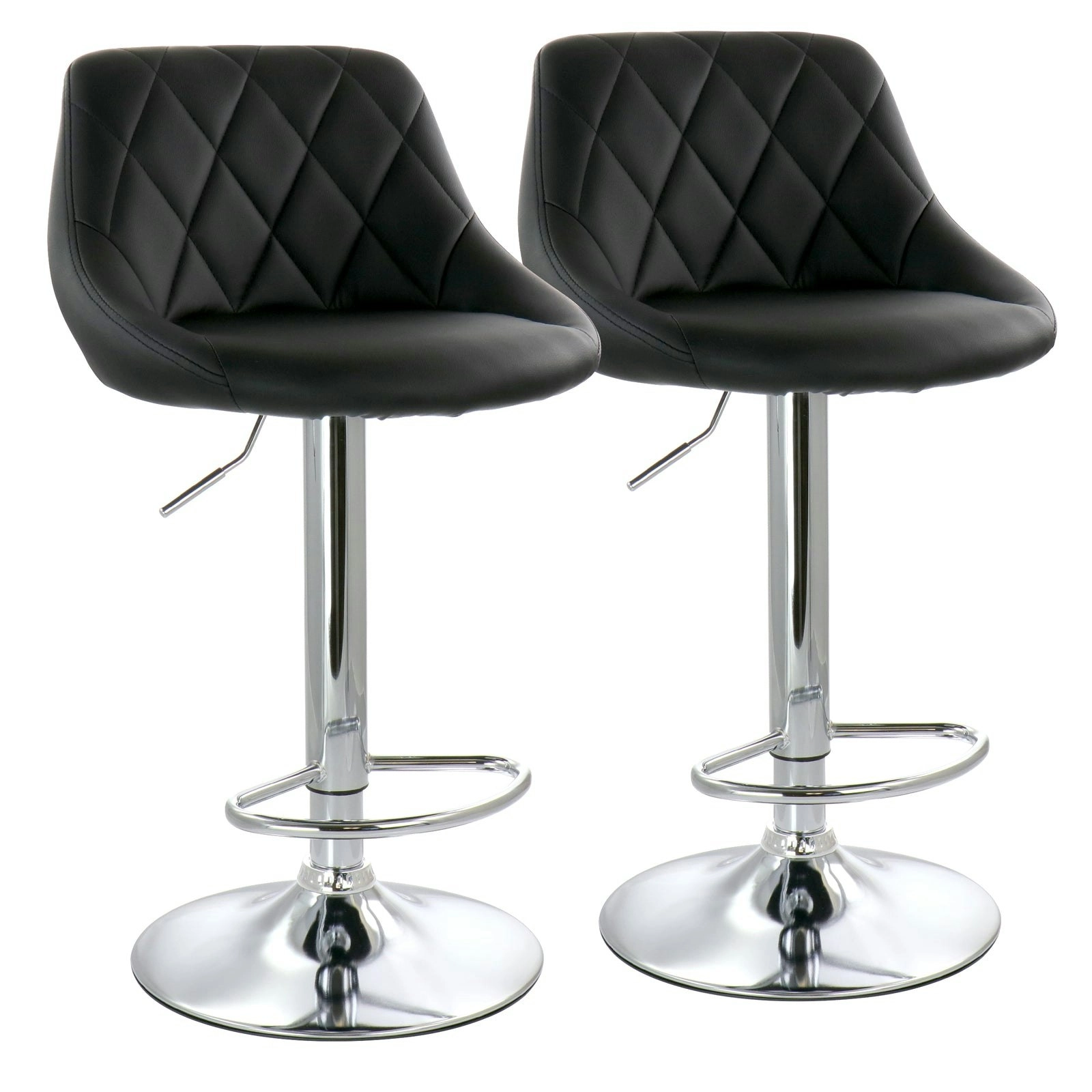 2 x Symphony High Back Faux Leather Bar Stools (Black)