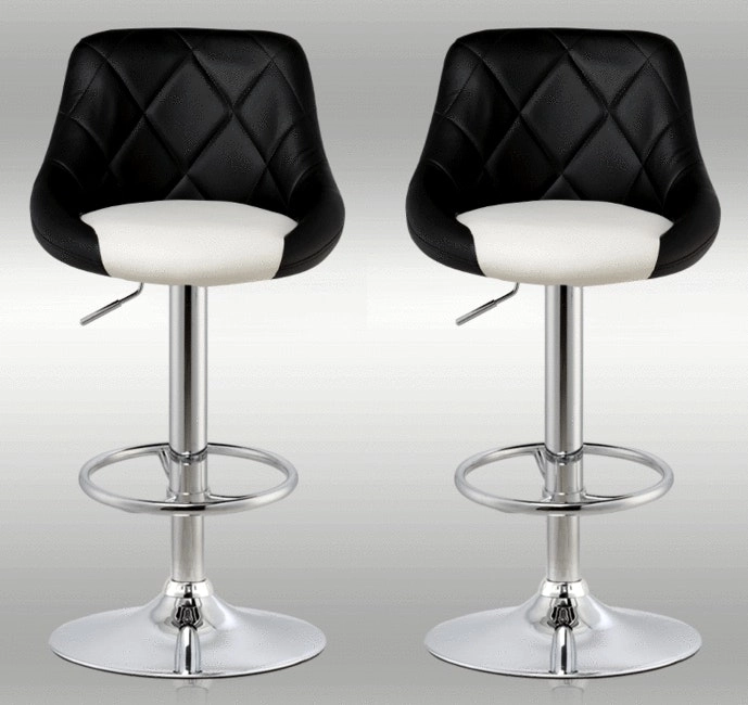 2 x Varossa Symphony High Back Bar Stools (Black Back & White Base)