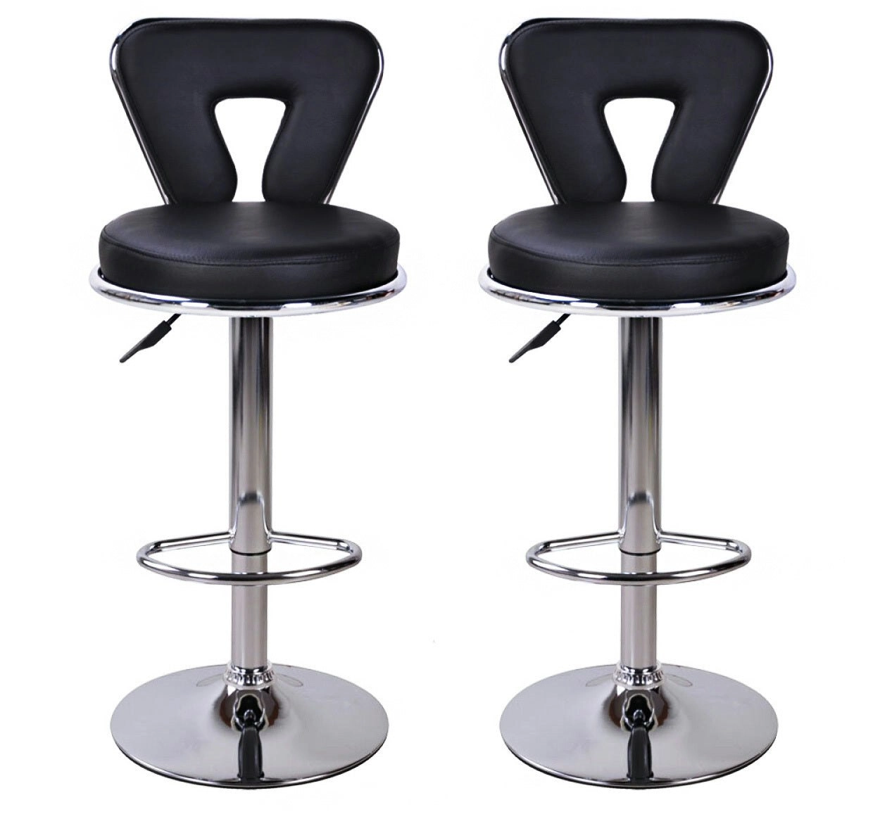 2 x Eden Designer PU Leather Bar Stools (BLACK -Set of 2)