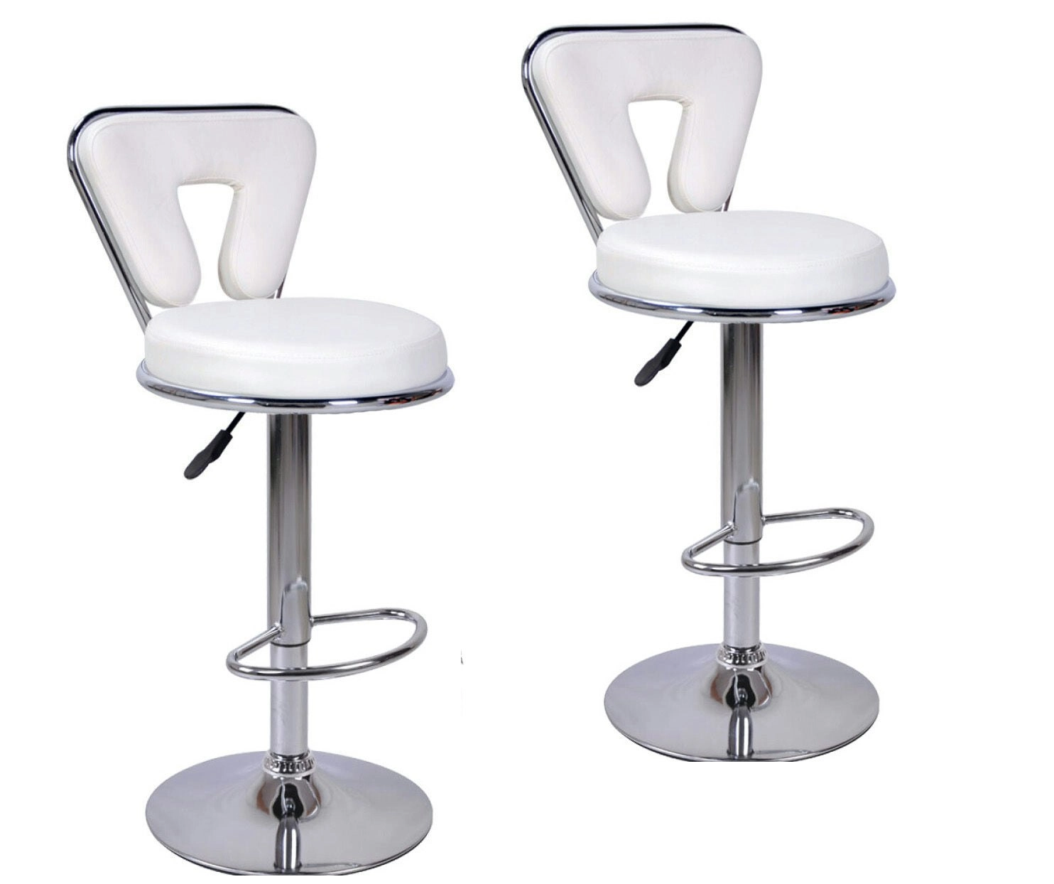 2 x Eden Designer PU Leather Bar Stools (WHITE -Set of 2)