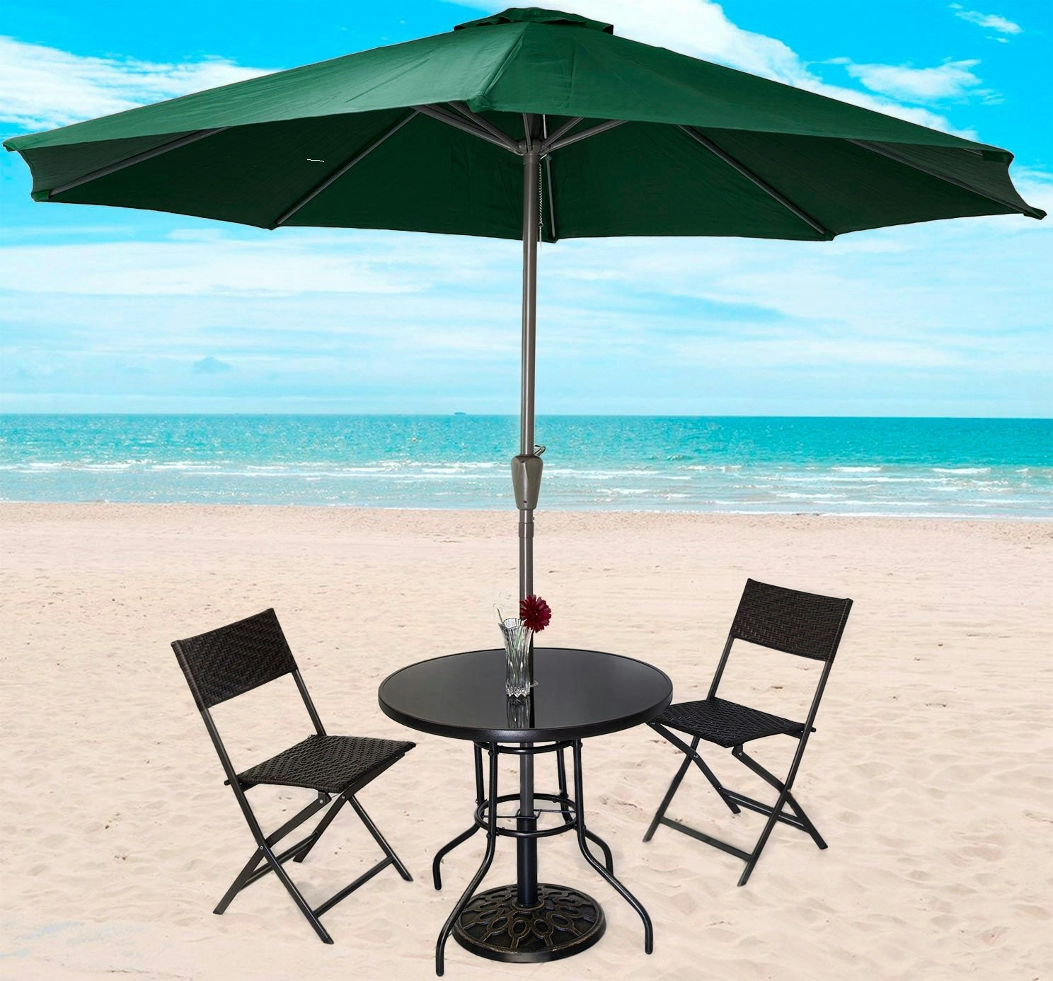 Alfresco 2.7m Steel Outdoor Garden Patio Market Umbrella (Green)