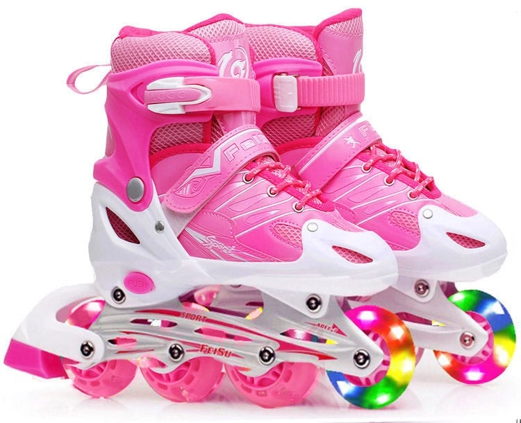 Adjustable Roller Blades Inline Skates (Pink, M)