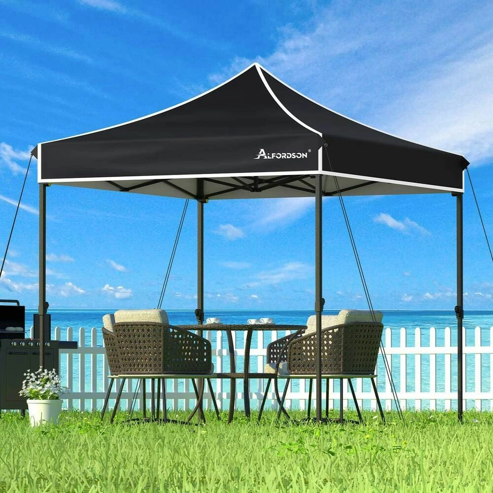 Alfordson Gazebo 3x3 Pop Up Tent Wedding Canopy Black