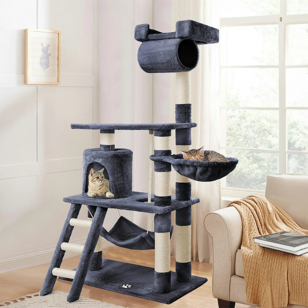 BEASTIE Cat Tree 141cm Grey Scratching Post Scratcher Tower