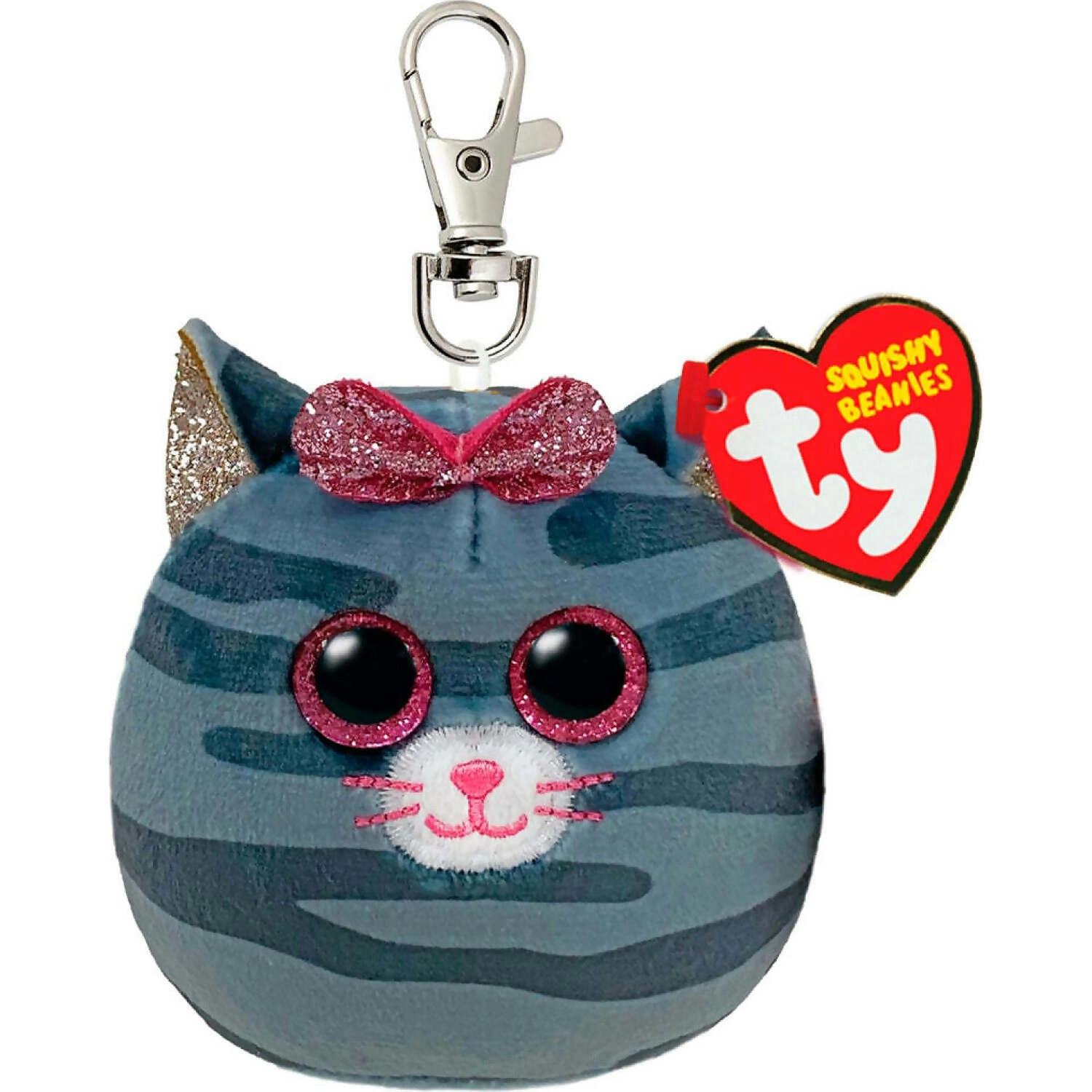 Ty Squishy Beanies Clip - Kiki Grey Striped Cat