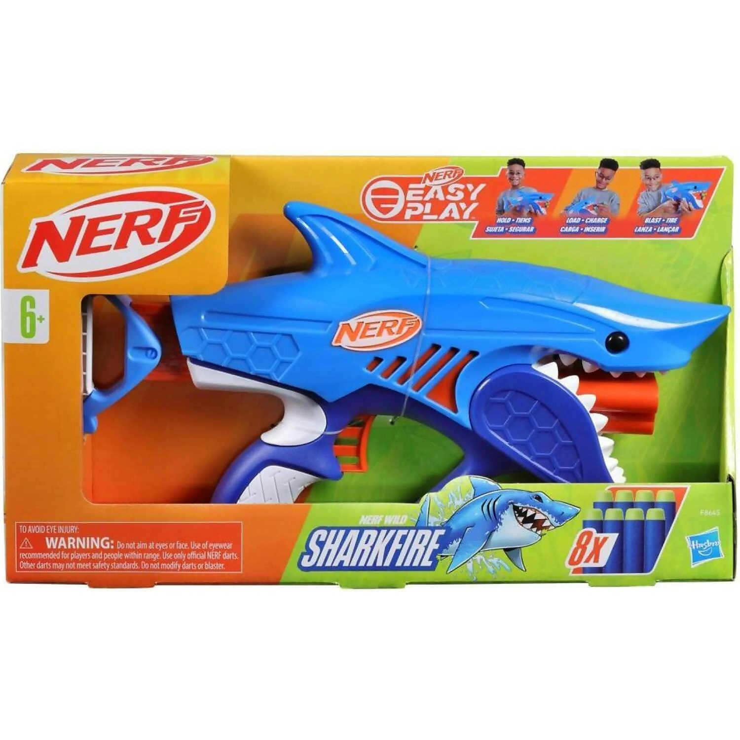 Nerf - Junior Wild Sharkfire Easy Play Dart Blaster With 8 Nerf Elite Darts - Hasbro