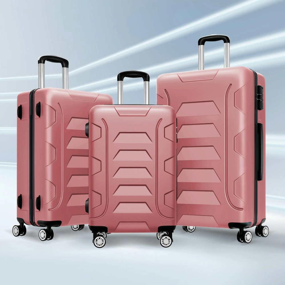 Alfordson 3PCS Luggage Suitcase Trolley Set Hard Case Travel Storage TSA Lock Dina Pink