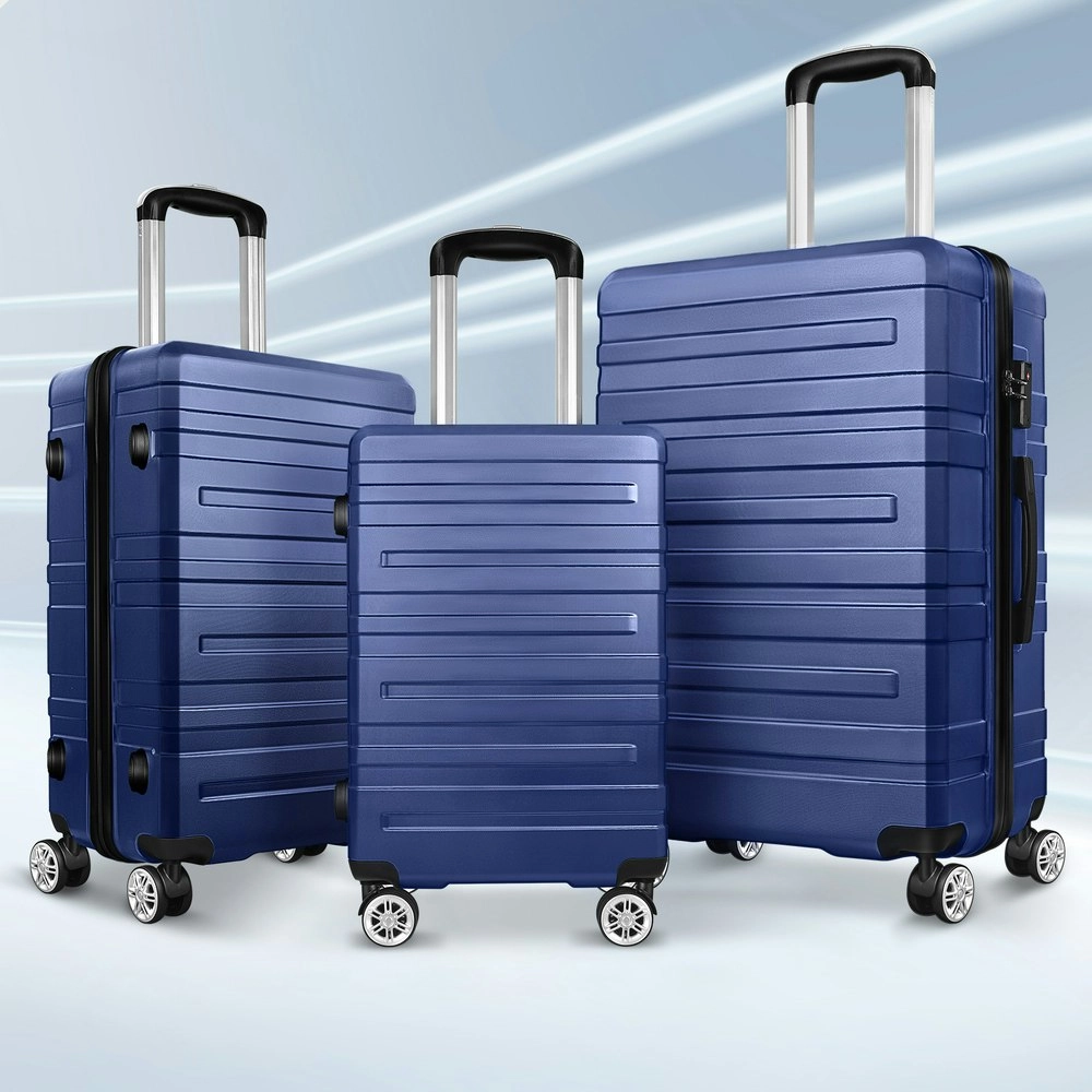 Alfordson Luggage 3PCS Set Suitcase Trolley TSA Carry on Hard Case Navy