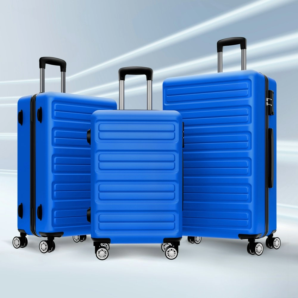 Alfordson Luggage 3PCS Set Suitcase Trolley TSA Carry on Hard Case Blue