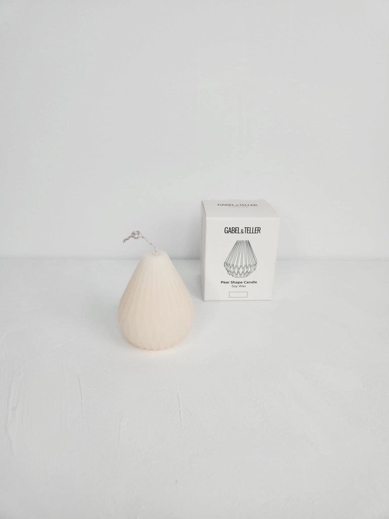 Gabel & Teller Pear Shape Candle 7.5x6cm - Ivory White