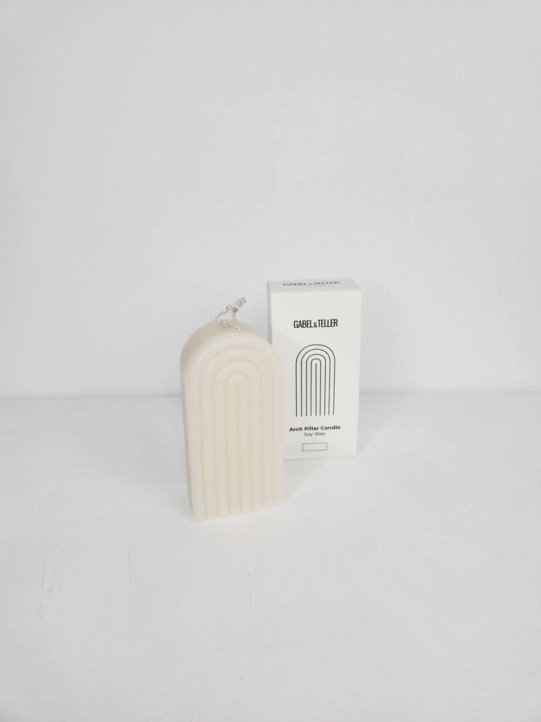 Gabel & Teller Arched Pillar Candle 12x6cm - Ivory White