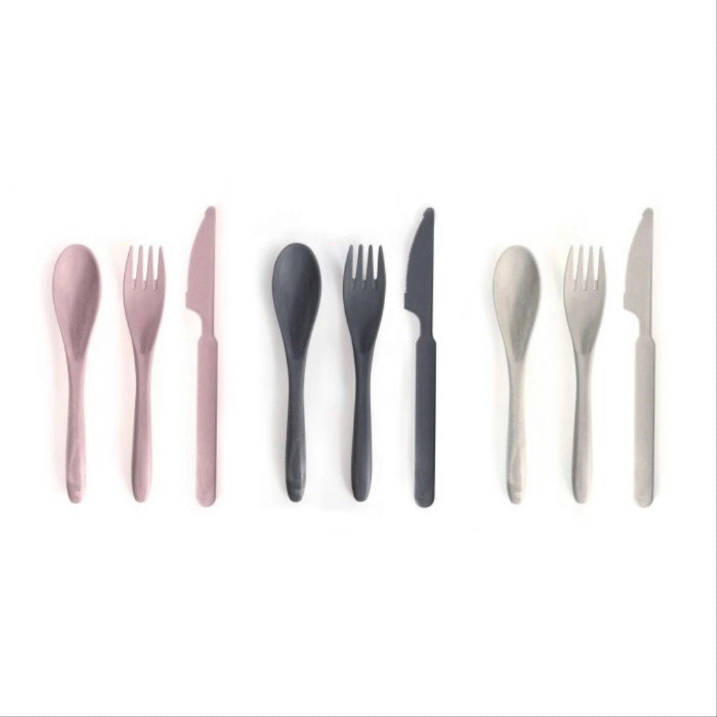 For The Earth Wheat Straw Travel Cutlery Set Of 3 Assorted Colours 20.3x5.7x2.2cm