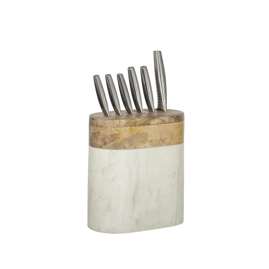 Assemble Mira Marble/Wood Knife Block 22x12x24cm