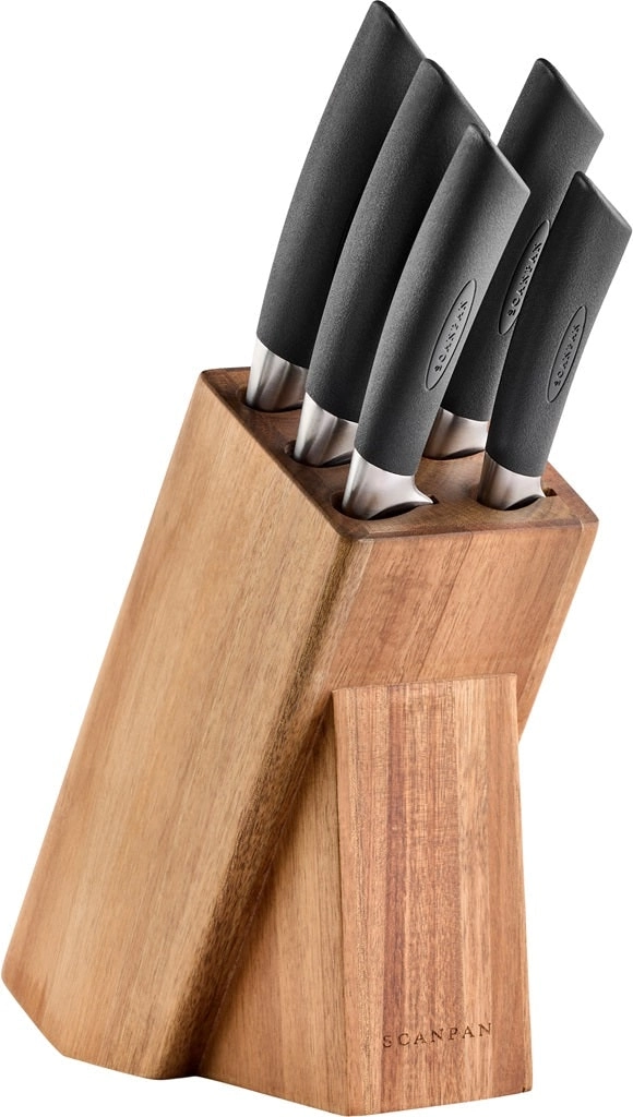 Scanpan Sax Acacia Knife Block Set W/Sharpening 6 Piece