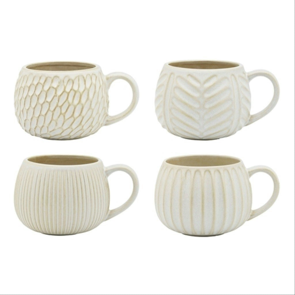 Ecology Fossil Set Of 4 330ml Mugs - Chalk