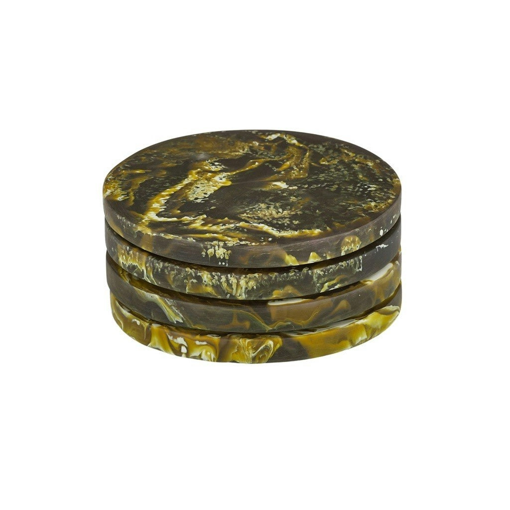 Assemble Kip Set of 4 Resin Coasters 10cm - Olive