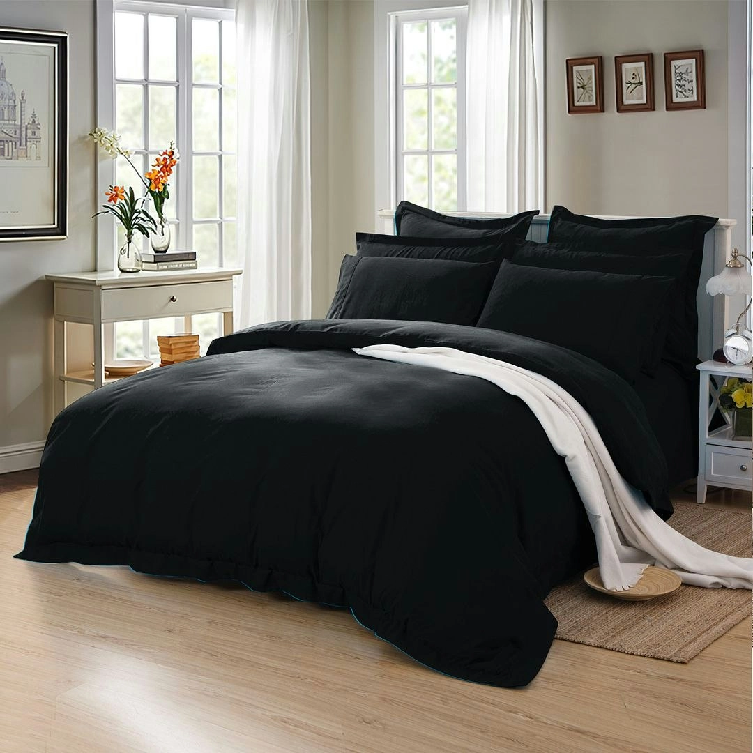 1000Tc Tailored Double Size Duvet Quilt Cover Set - Charcoal