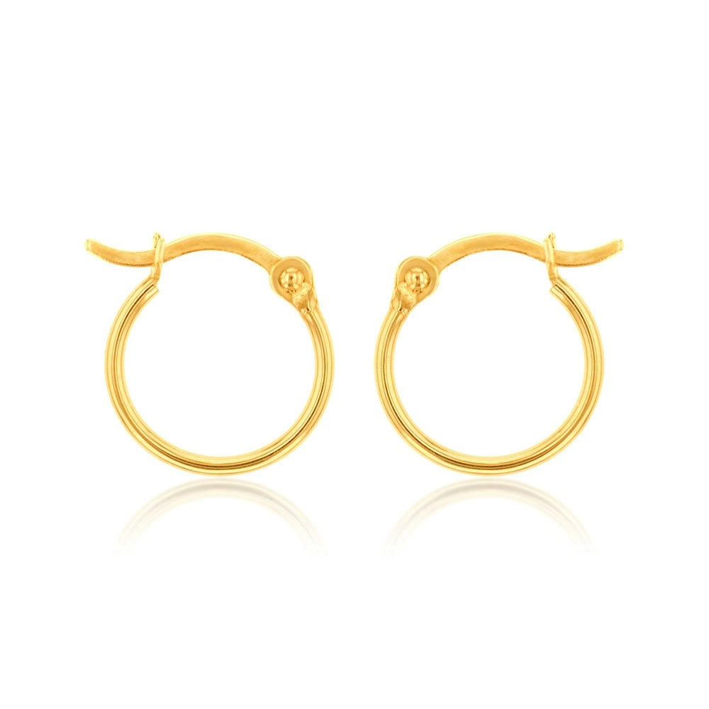 9ct Yellow Gold Polish 10mm Hoop Earring