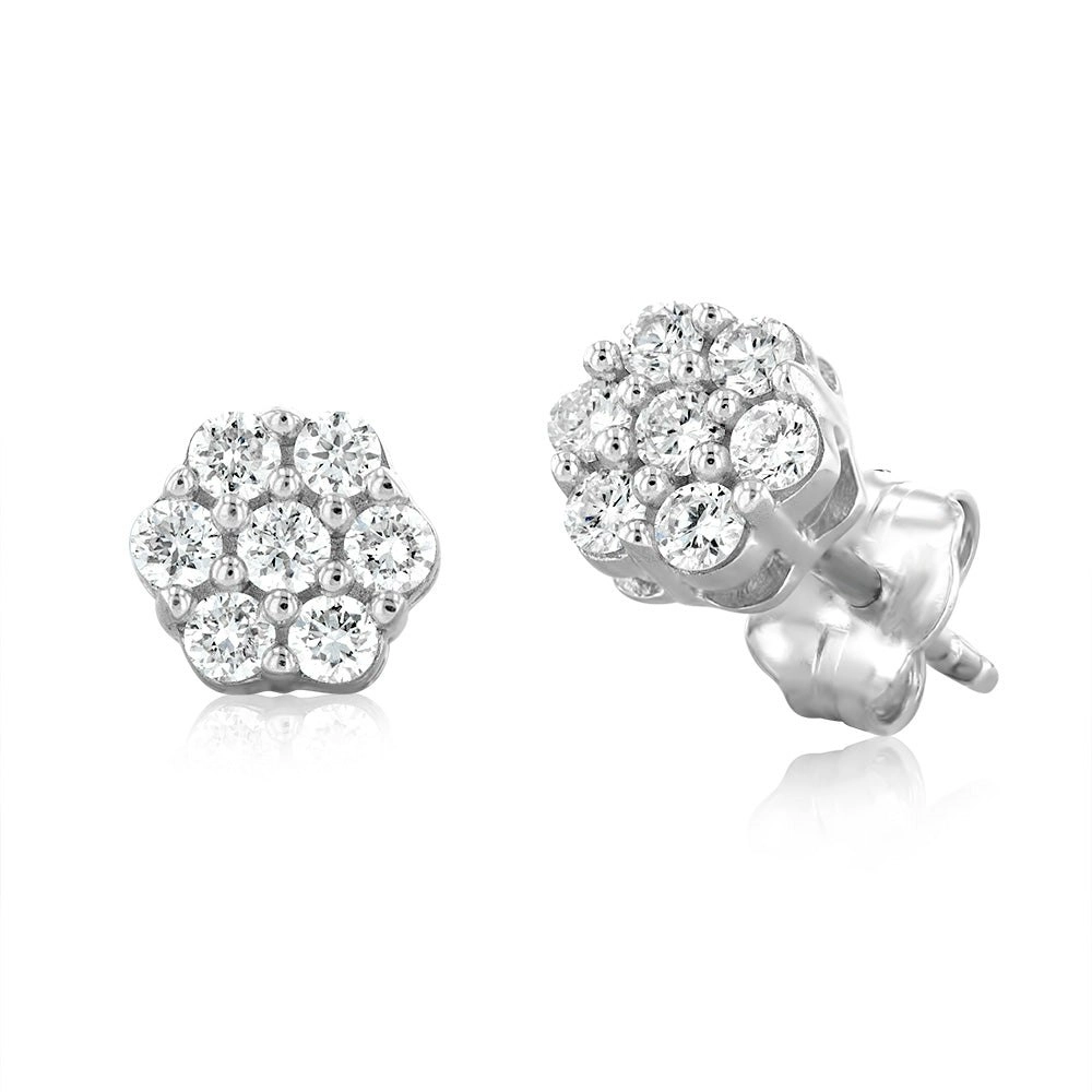 Luminesce Lab Grown 1/4 Carat Flower shaped Diamond Stud Earrings in Sterling silver