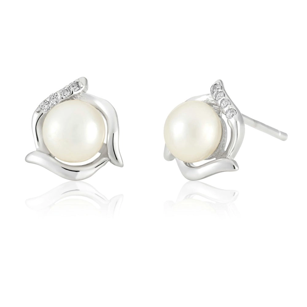 White 9x10mm Freshwater Pearl Stud Earrings