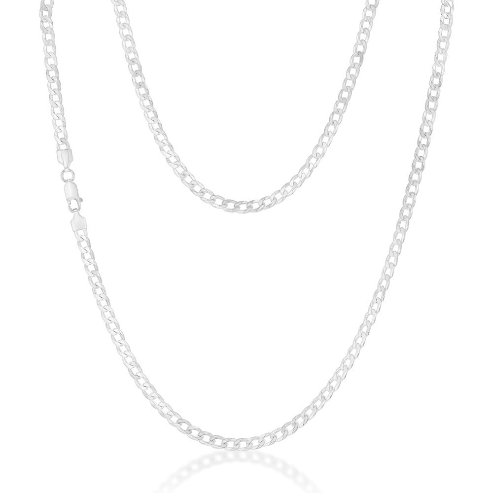 Sterling Silver Bevelled Curb 120 Gauge 60cm Chain