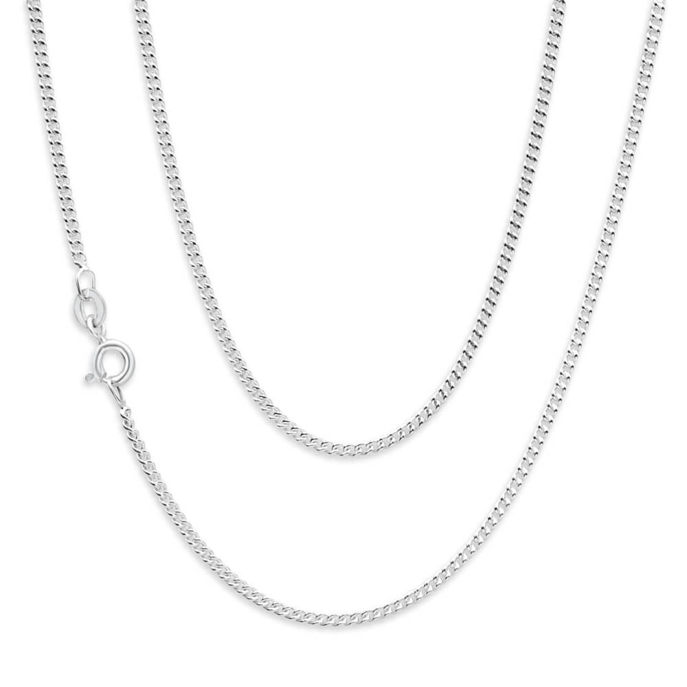 Sterling Silver Unisex Curb 50 Gauge 45cm Chain