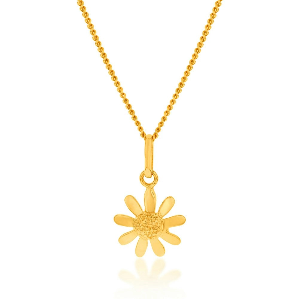 9ct Yellow Gold 9mm Flower Pendant