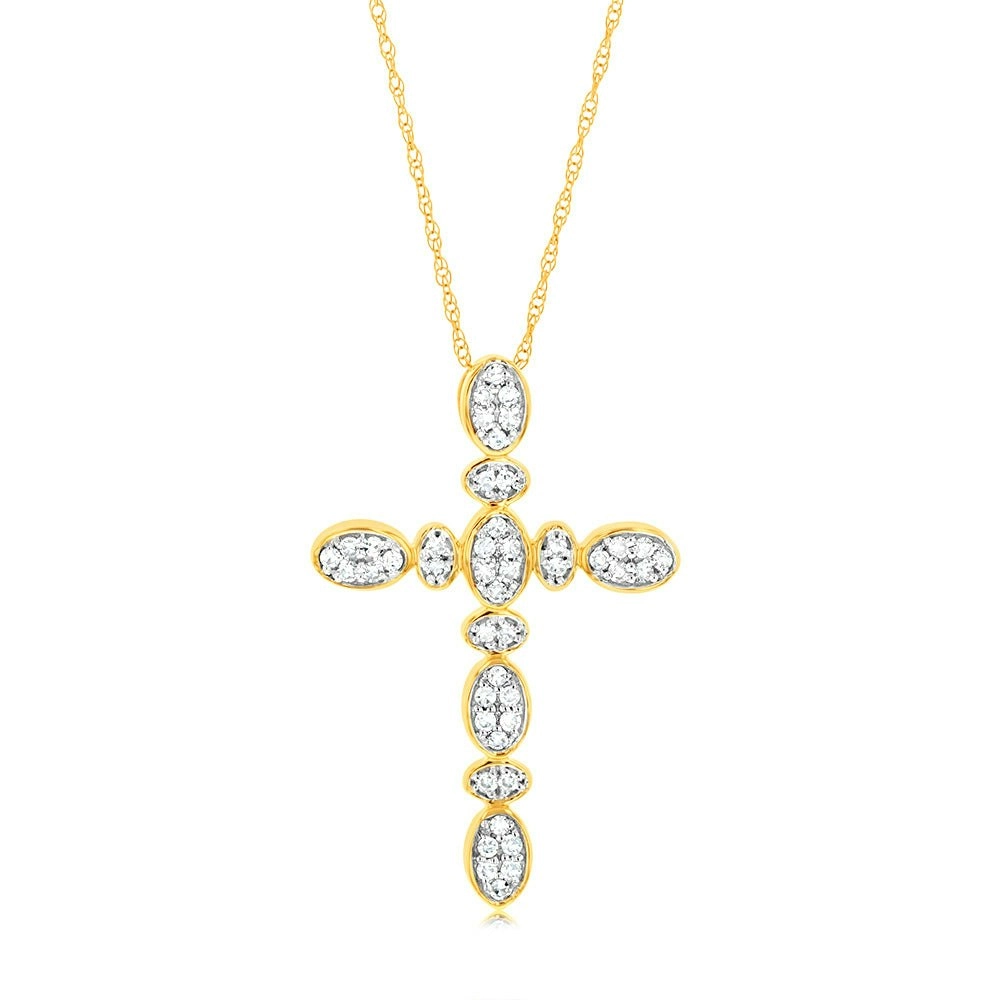 Luminesce Lab Grown 1/4 Carat Cross Pendant in 9ct Yellow Gold