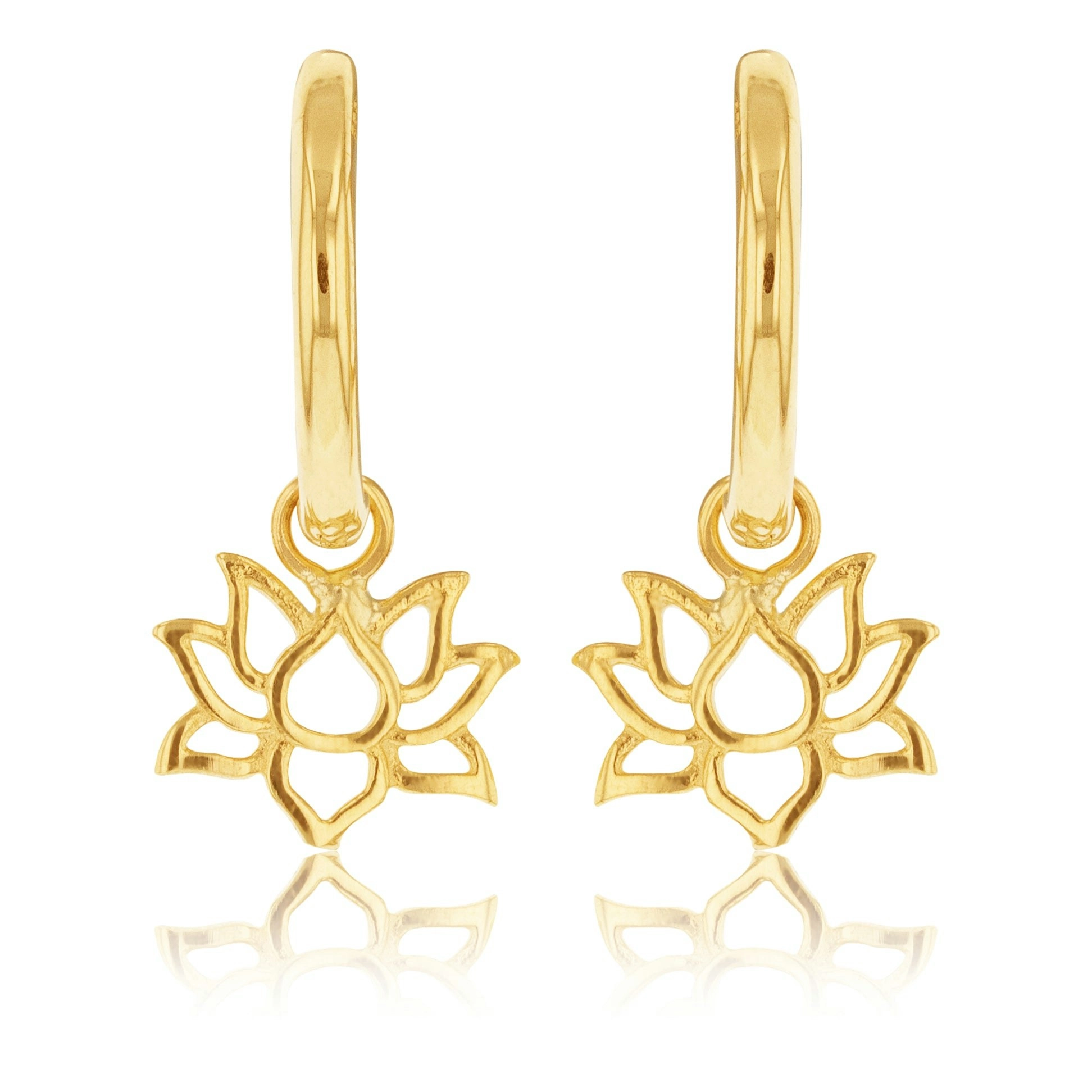 9ct Yellow Gold Lotus On Sleeper Earrings