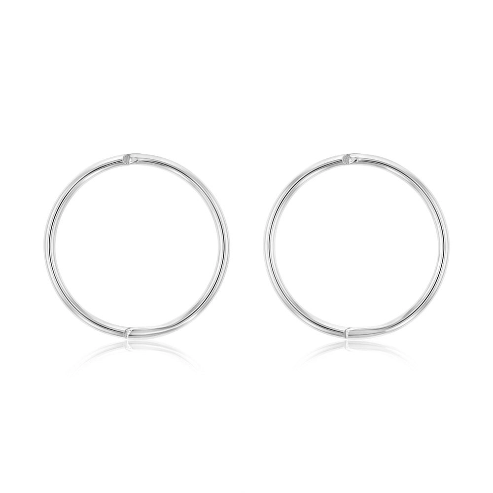 Sterling Silver Plain 15mm Sleeper Earrings