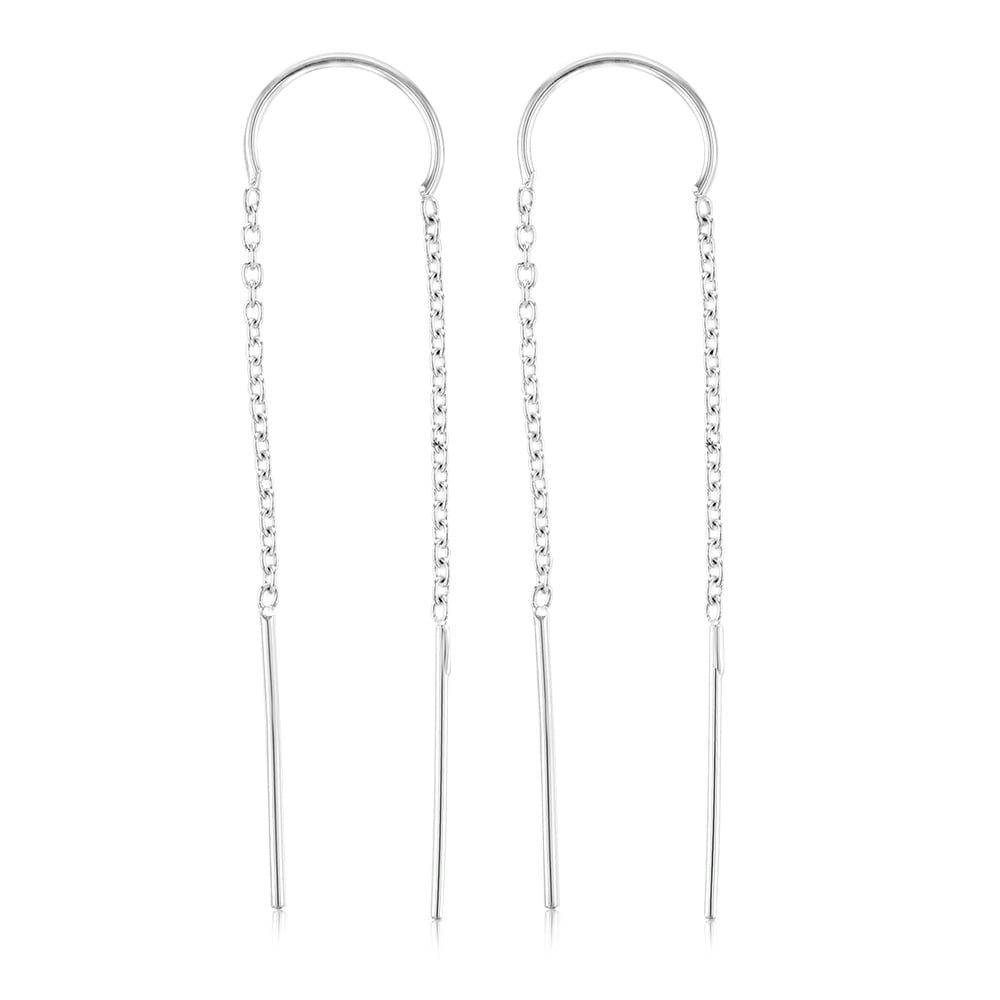 Sterling Silver Plain Threader Drop Earring