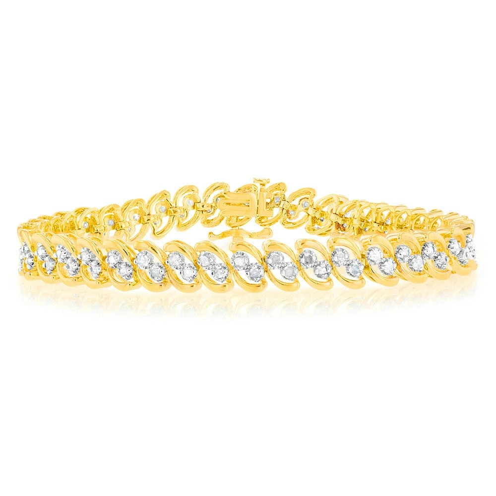 2 Carat Diamond Bracelet in Gold Plated Silver