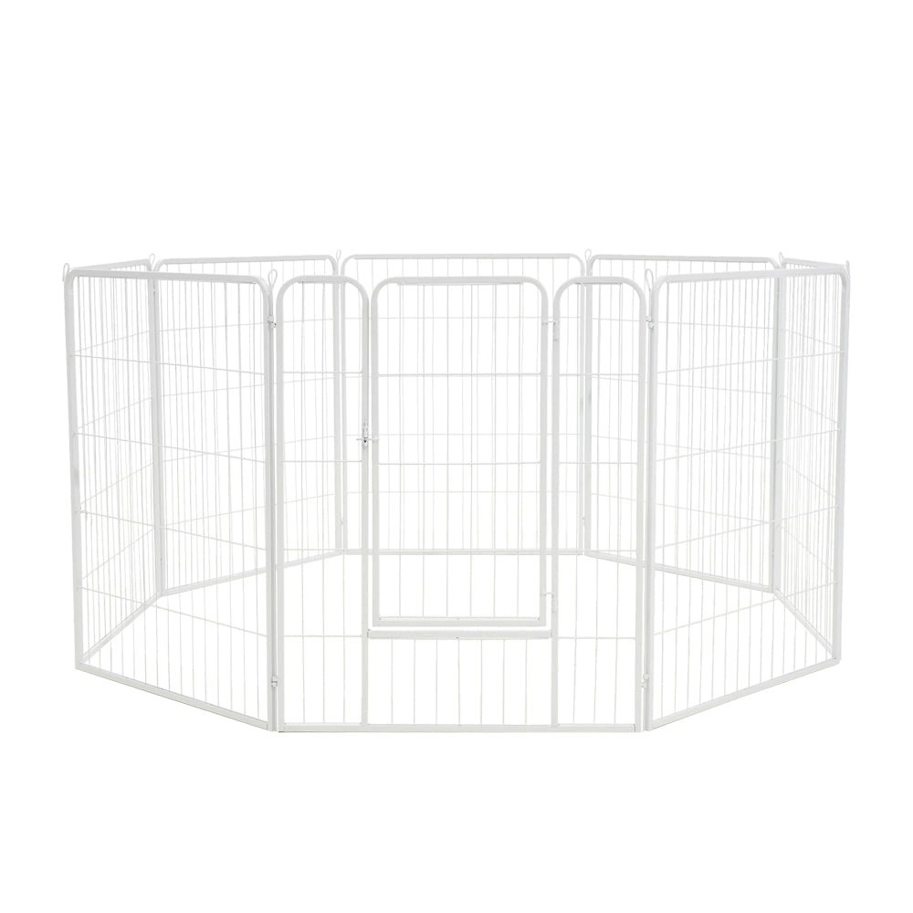 Petzly Dog Playpen Puppy Exercise Cage Pet Cage Enclosure 8 Panel 80x100CM White