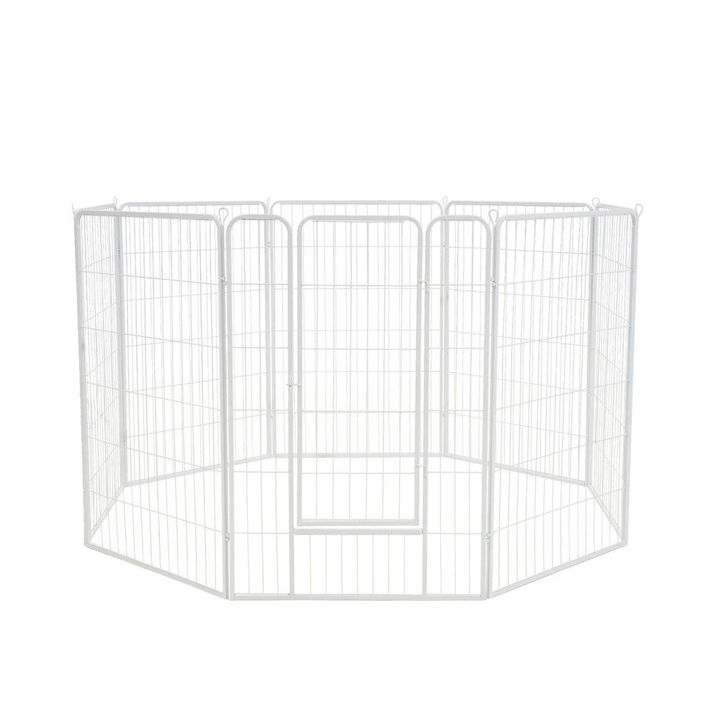 Petzly Dog Playpen Puppy Exercise Cage Pet Cage Enclosure 8 Panel 80x120CM White