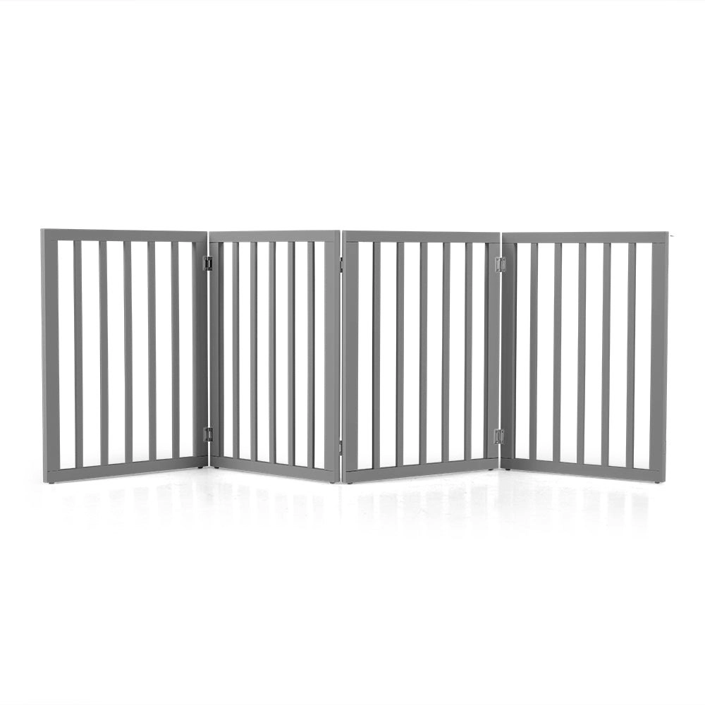 Petzly Pet Gate Dog Fence Safety Barrier Security Door 4 Panel 61cm Grey