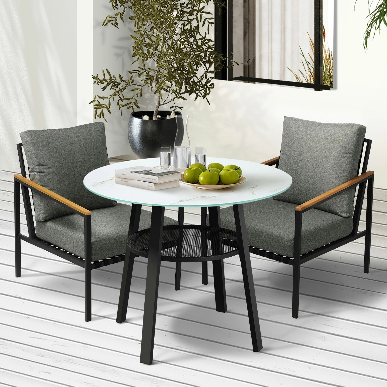 Livsip 3PCS Outdoor Dining Setting Patio Furniture Bistro Set