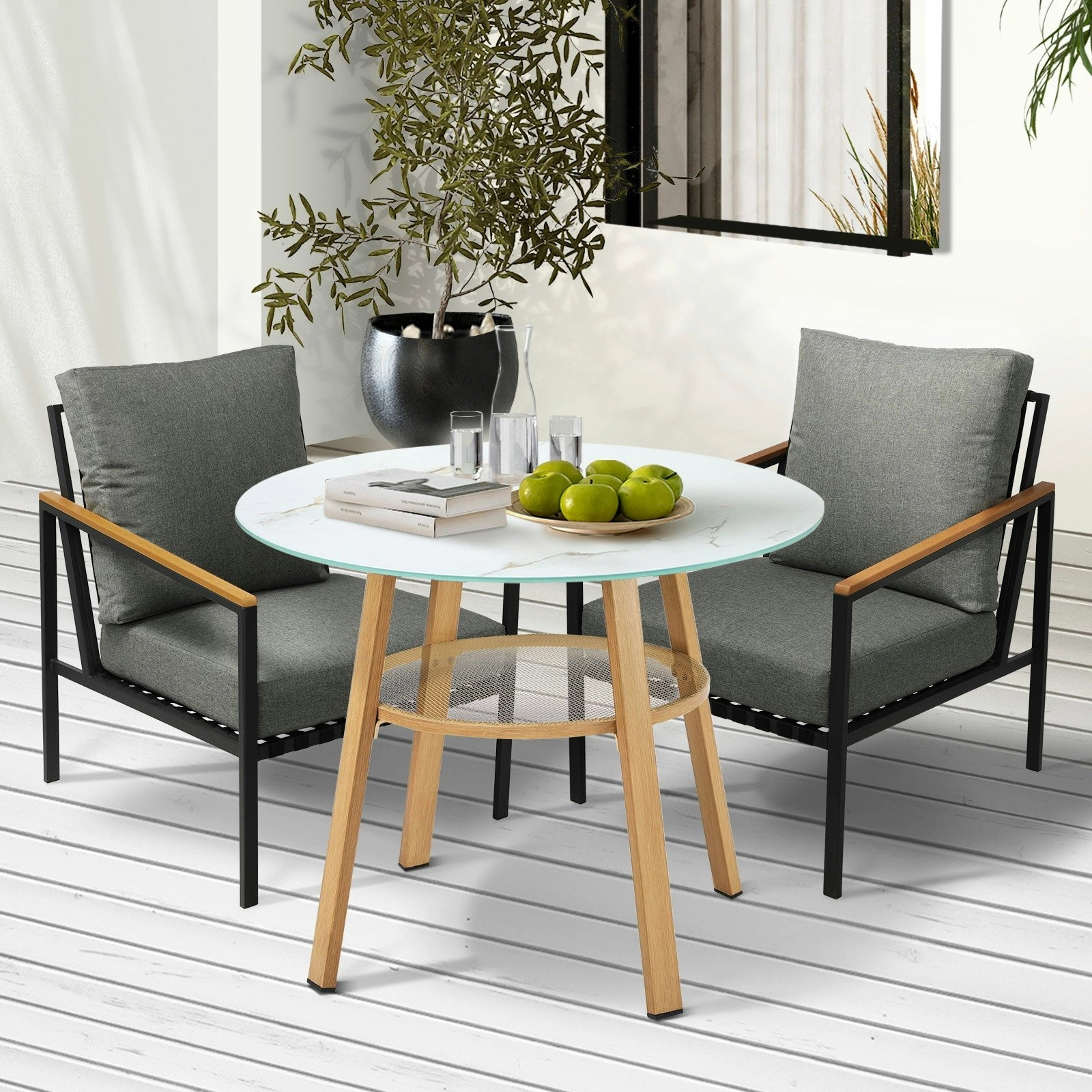 Livsip Outdoor Patio Setting Furniture Lounge Bistro Dining Set 2 Seater