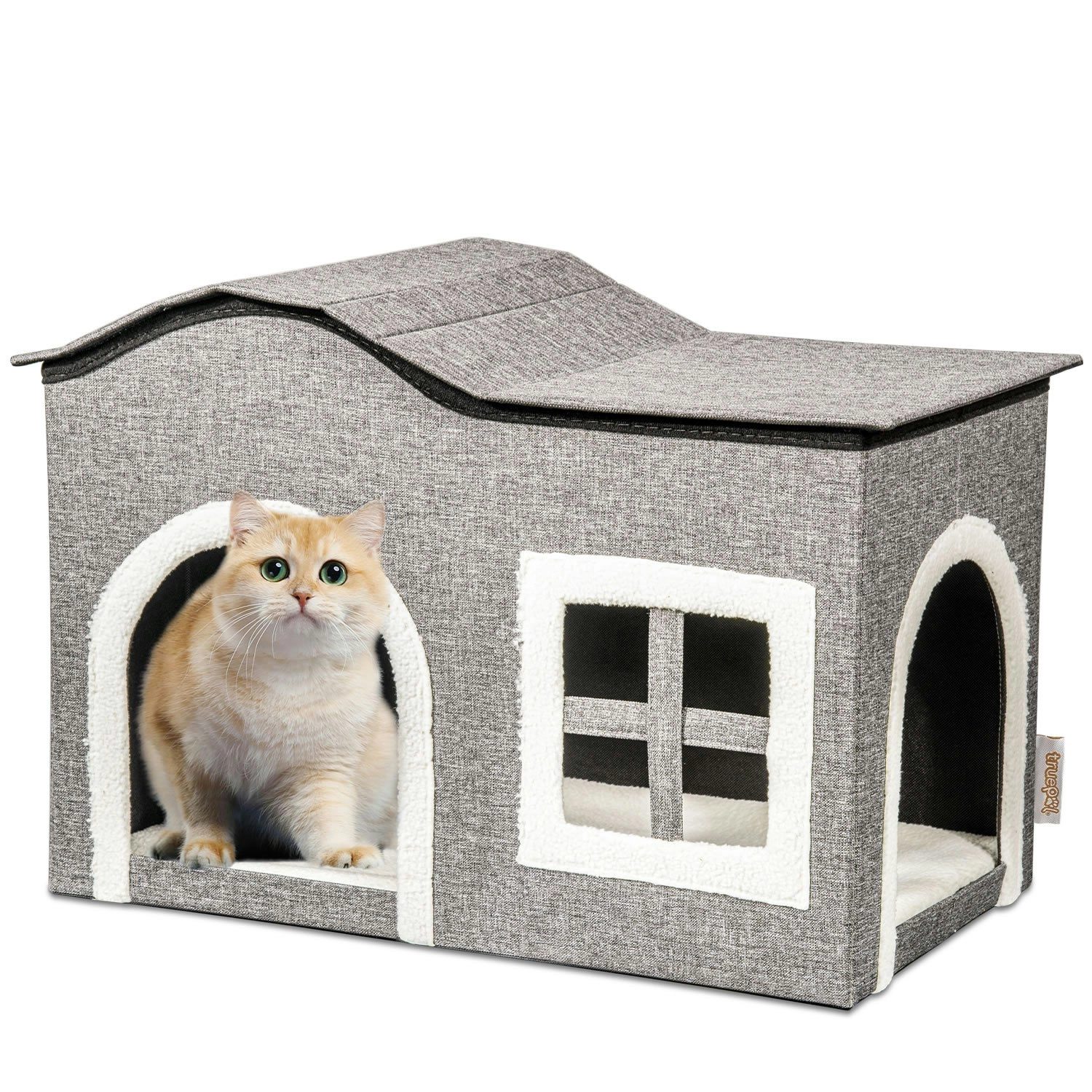 truepal Foldable Cat House Cat Cave Calming Cat Bed for Indoor Cats Washable Cat Condo with Window & Doorway Anti-tip Reinforced Design(XL Size)