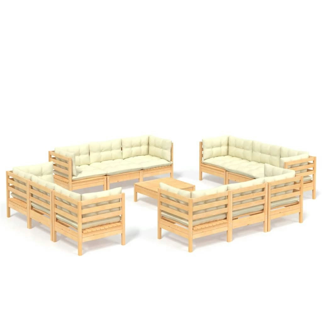 13 Piece Garden Lounge Set with Cream Cushions Pinewood 3096070