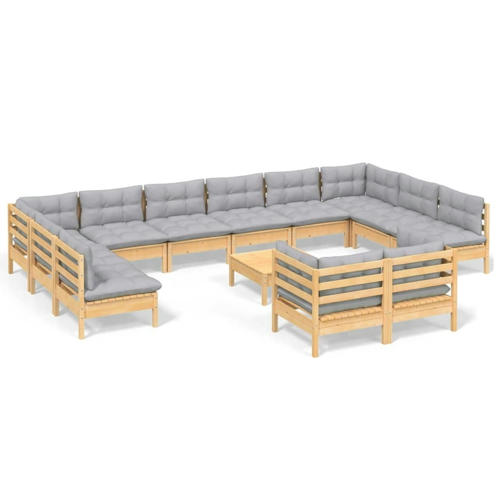 13 Piece Garden Lounge Set with Grey Cushions Pinewood 3097276